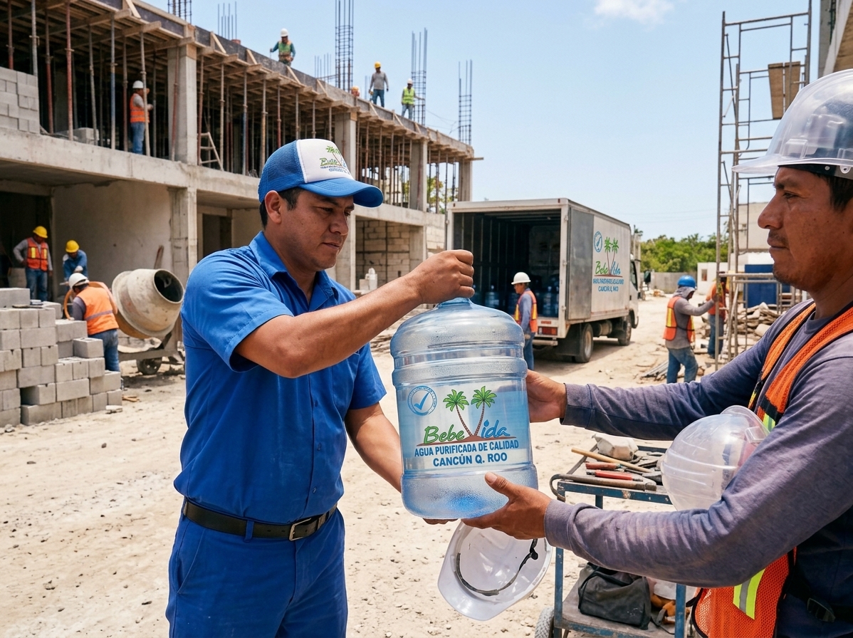 Agua purificada para empresas y obras de construcción en Cancún